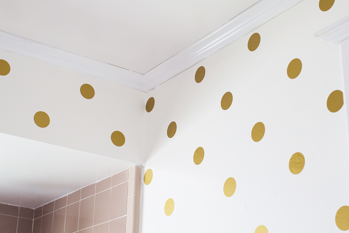 Sarah Hearts Gold Polka Dot Bathroom Walls